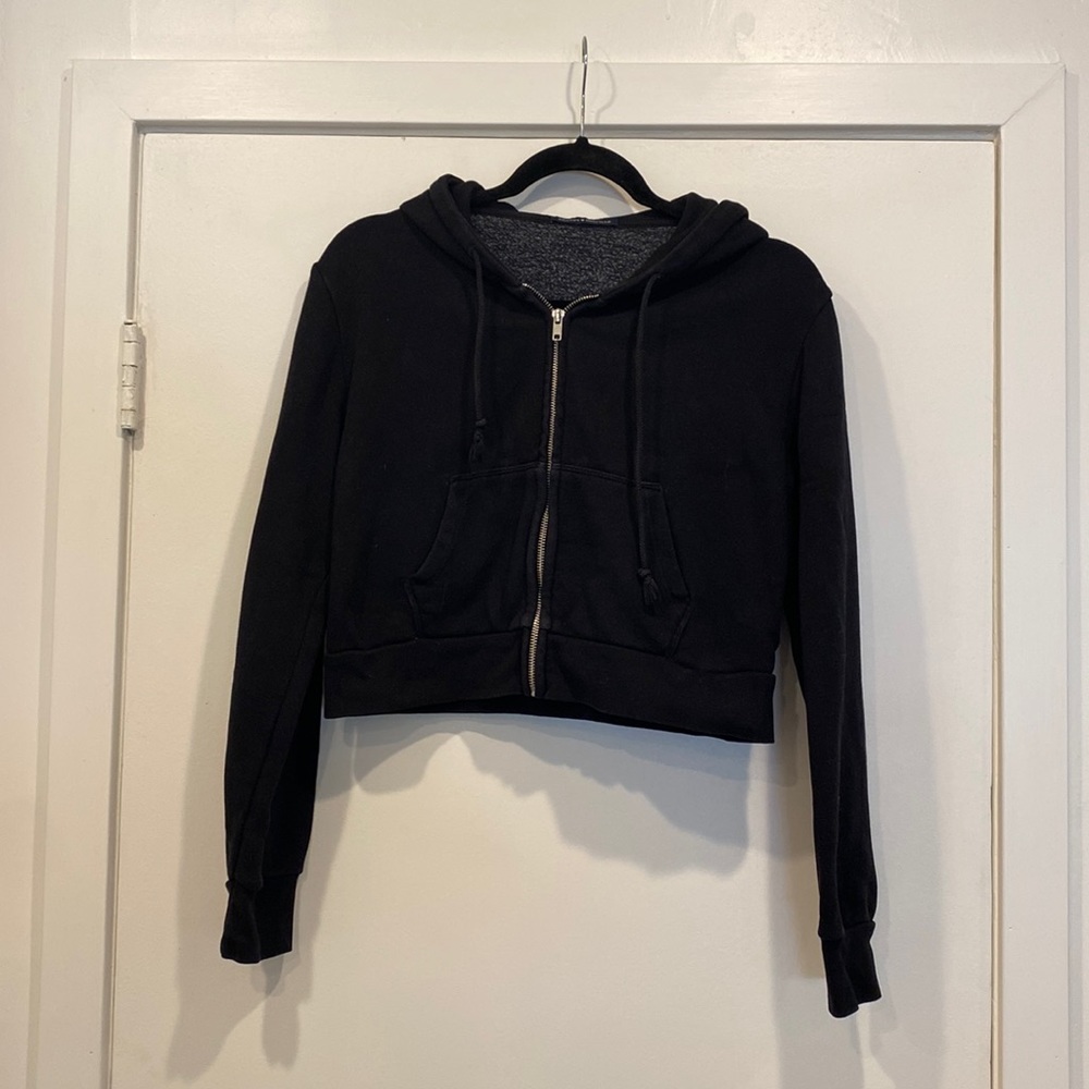 Brandy Melville Black Cropped Hoodie